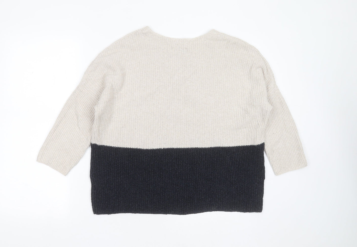 Only Womens Beige Round Neck  Cotton Pullover Jumper Size M
