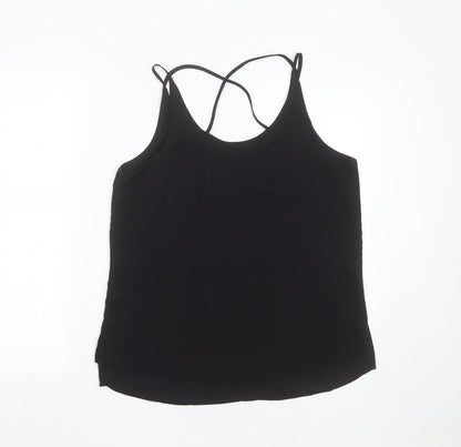 Select Womens Black  Polyester Basic Blouse Size 12 Round Neck