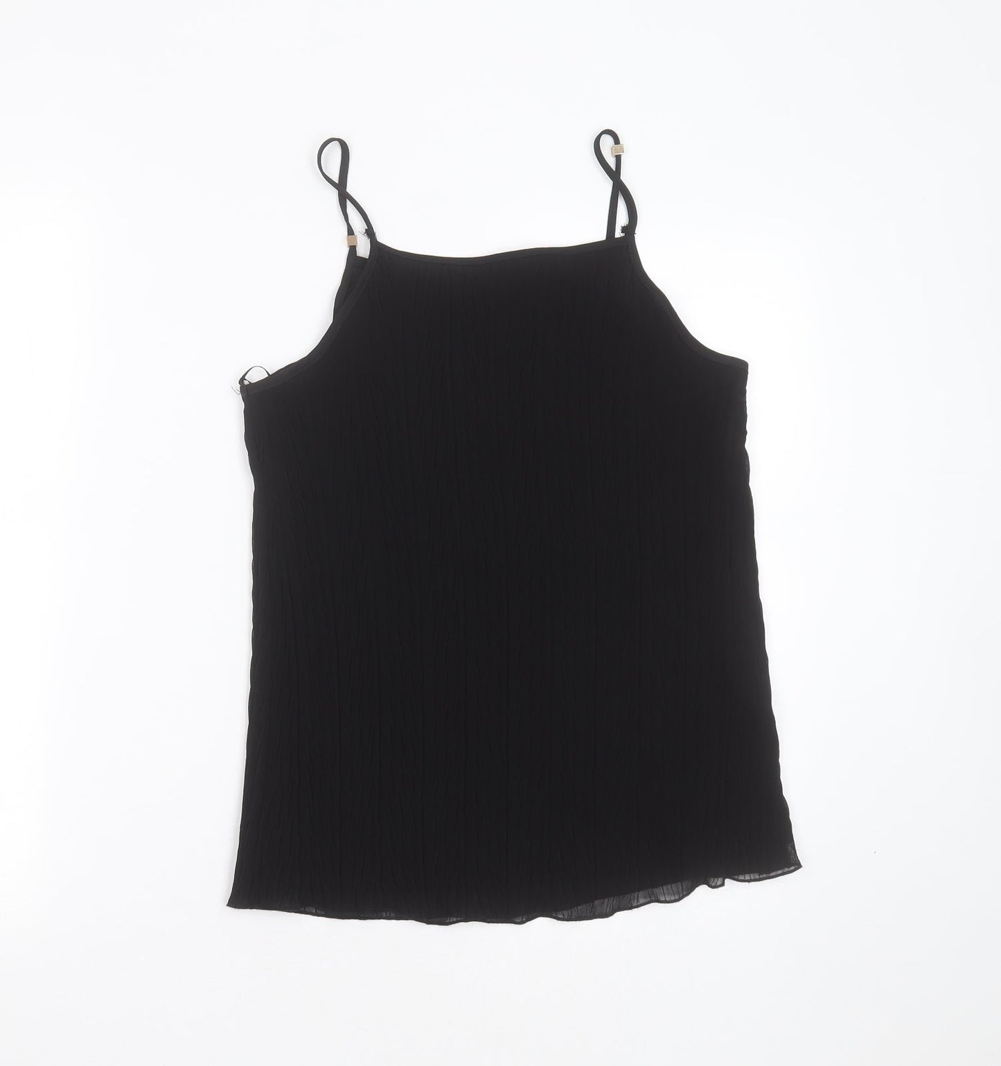 New Look Womens Black Striped Polyester Camisole Blouse Size 12 Round Neck