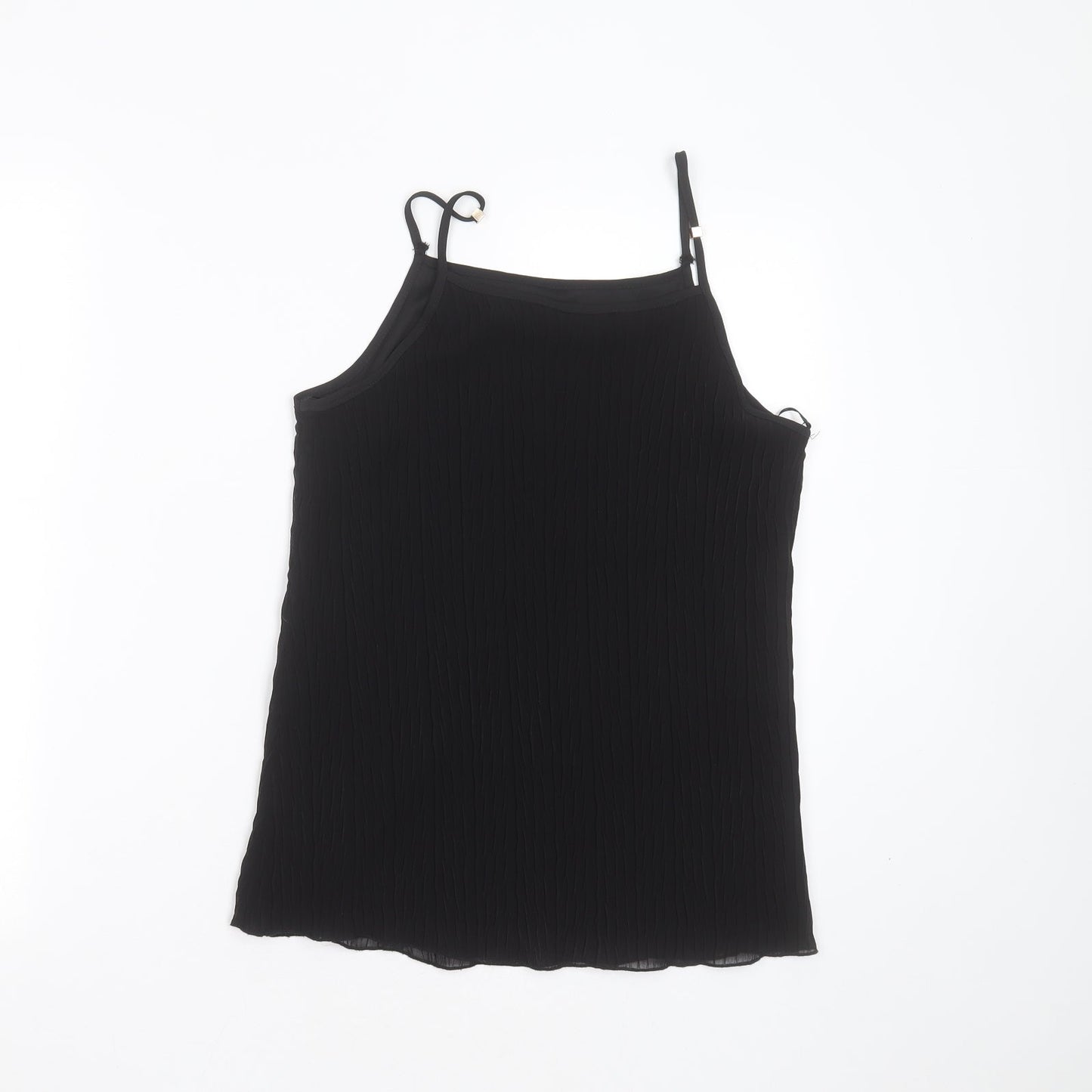 New Look Womens Black Striped Polyester Camisole Blouse Size 12 Round Neck