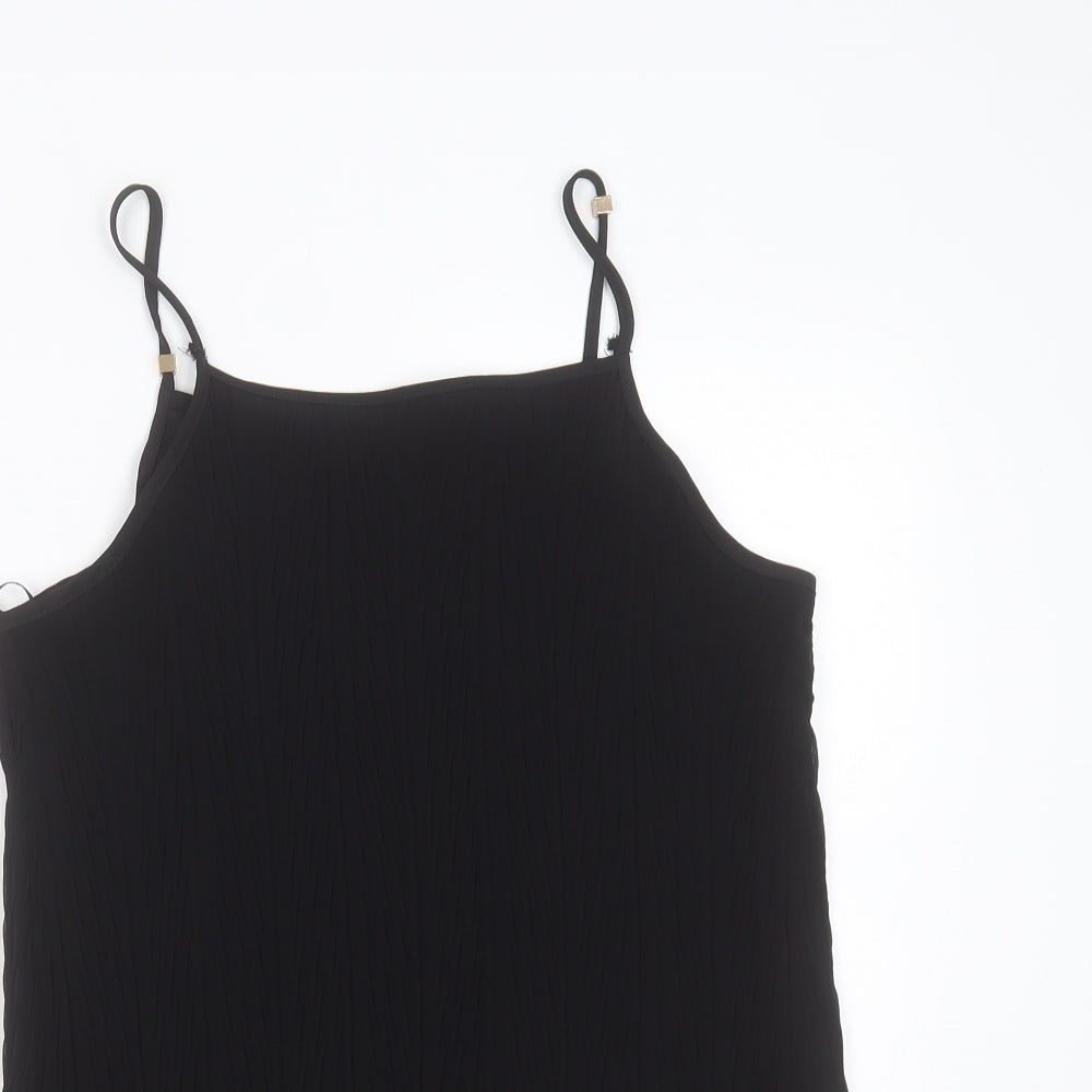 New Look Womens Black Striped Polyester Camisole Blouse Size 12 Round Neck