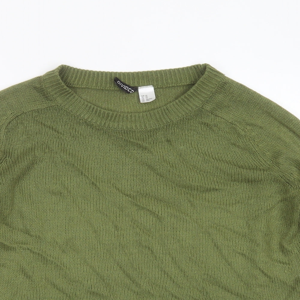 Divided by H&M Womens Green Round Neck  Acrylic Pullover Jumper Size XS