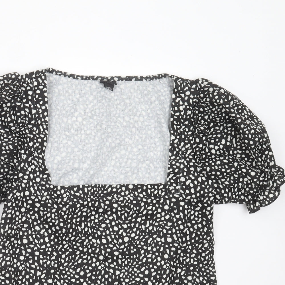 River Island Womens Black  Polyester Basic Blouse Size 6 Square Neck