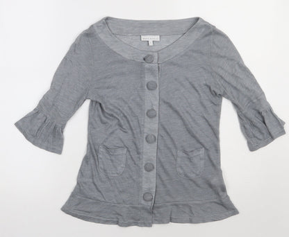 Next Womens Grey V-Neck  Polyester Cardigan Jumper Size 8