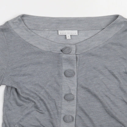 Next Womens Grey V-Neck  Polyester Cardigan Jumper Size 8