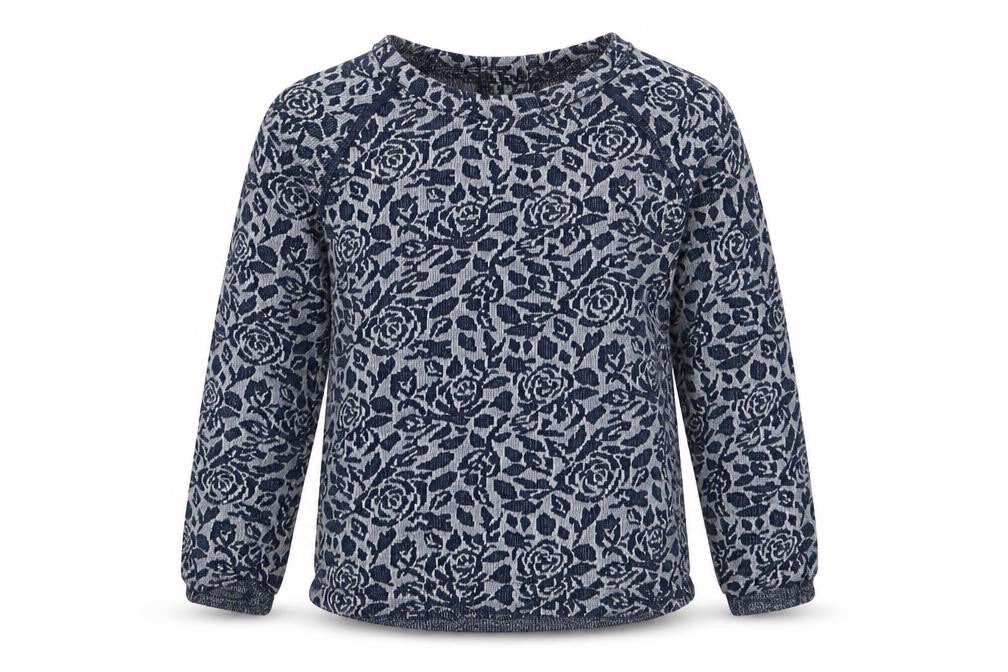 Matalan Girls Blue Floral Cotton Basic Casual Size 4-5 Years Crew Neck Button