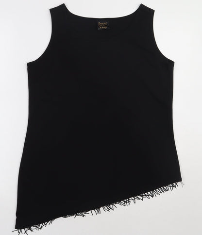 Essentials Collection Womens Black  Polyester Basic Tank Size 10 Crew Neck