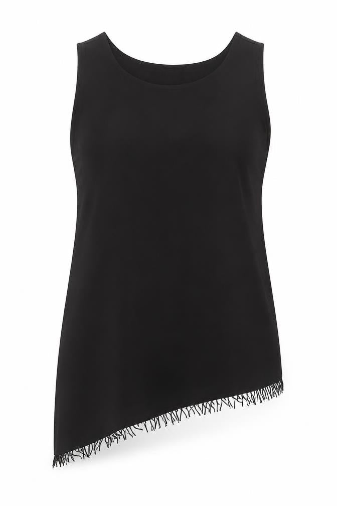 Essential Collection Womens Black  Polyester Basic Tank Size 10 Crew Neck
