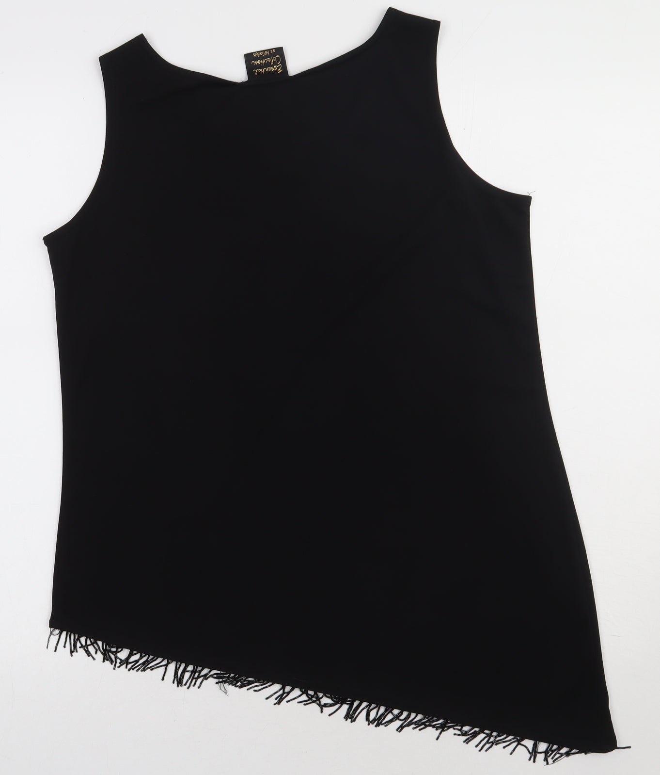 Essential Collection Womens Black  Polyester Basic Tank Size 10 Crew Neck
