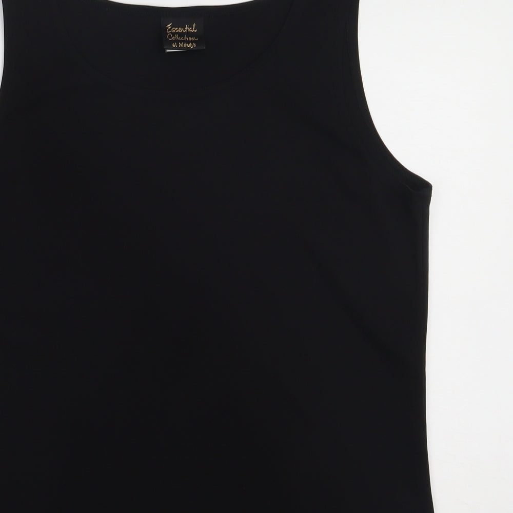 Essential Collection Womens Black  Polyester Basic Tank Size 10 Crew Neck