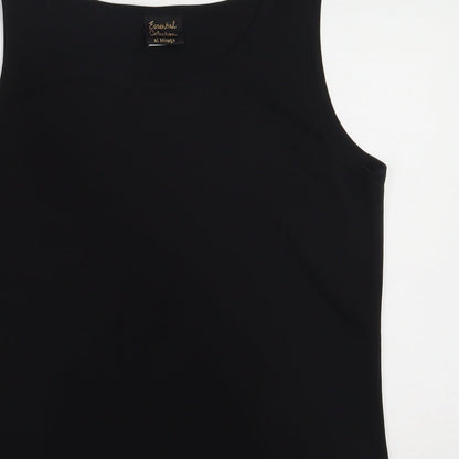 Essentials Collection Womens Black  Polyester Basic Tank Size 10 Crew Neck
