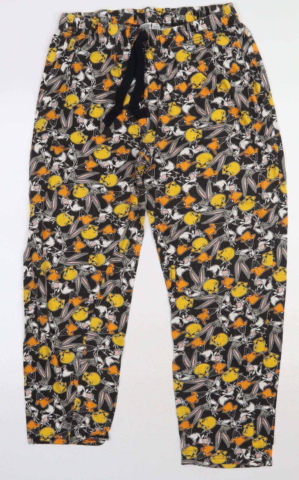 Primark Womens Multicoloured Geometric Cotton  Pyjama Pants Size 14  Tie - LOONEY TUNES