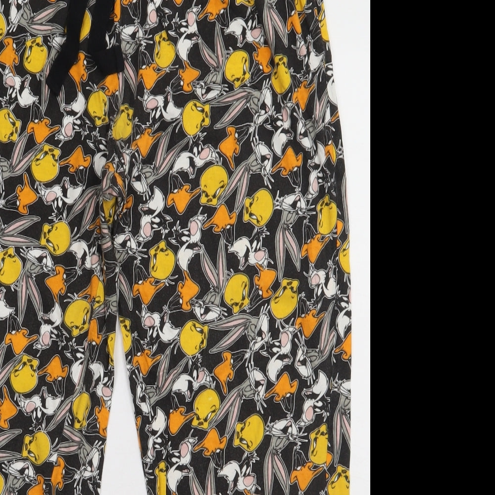 Primark Womens Multicoloured Geometric Cotton  Pyjama Pants Size 14  Tie - LOONEY TUNES