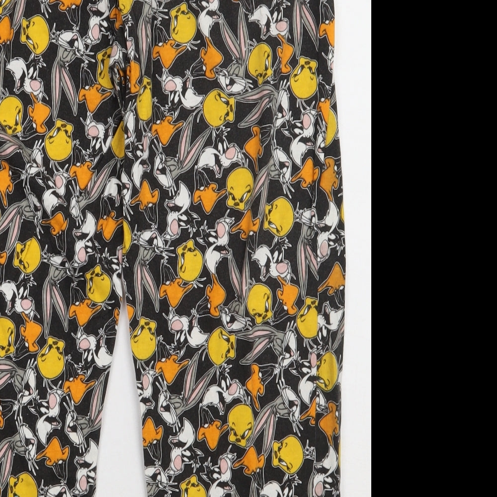 Primark Womens Multicoloured Geometric Cotton  Pyjama Pants Size 14  Tie - LOONEY TUNES