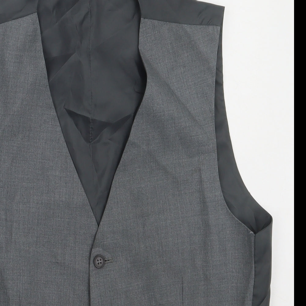 Burton Mens Grey Striped Polyester Tuxedo Suit Waistcoat Size 38