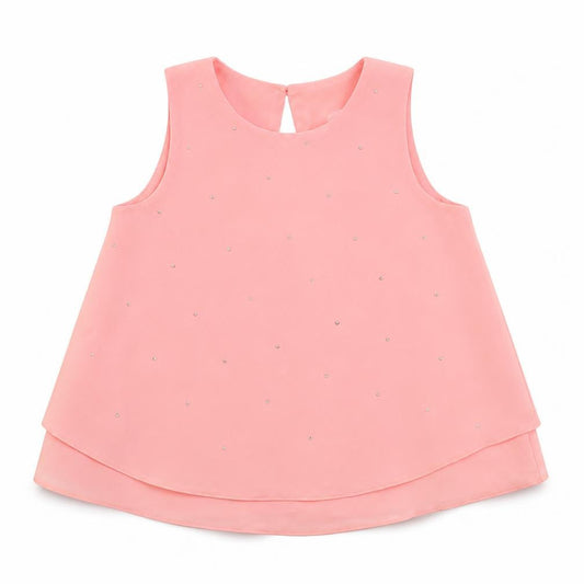Next Girls Pink  Polyester Basic Tank Size 7 Years Crew Neck Pullover