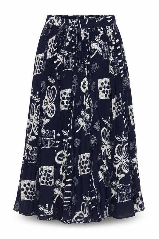 AKAL Womens Black Geometric Viscose Flare Skirt Size 34 in   Drawstring