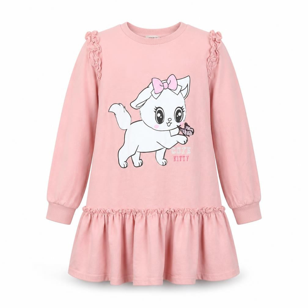SheIn Girls Pink  Cotton Pullover Sweatshirt Size 10 Years  Pullover - Cute Kitty