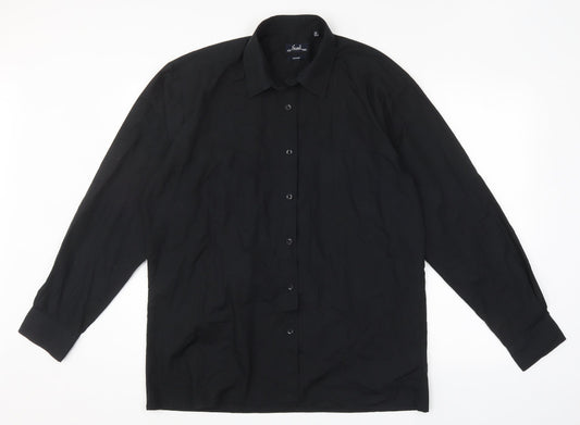 Premier Mens Black  Polyester  Button-Up Size 16 Collared Button
