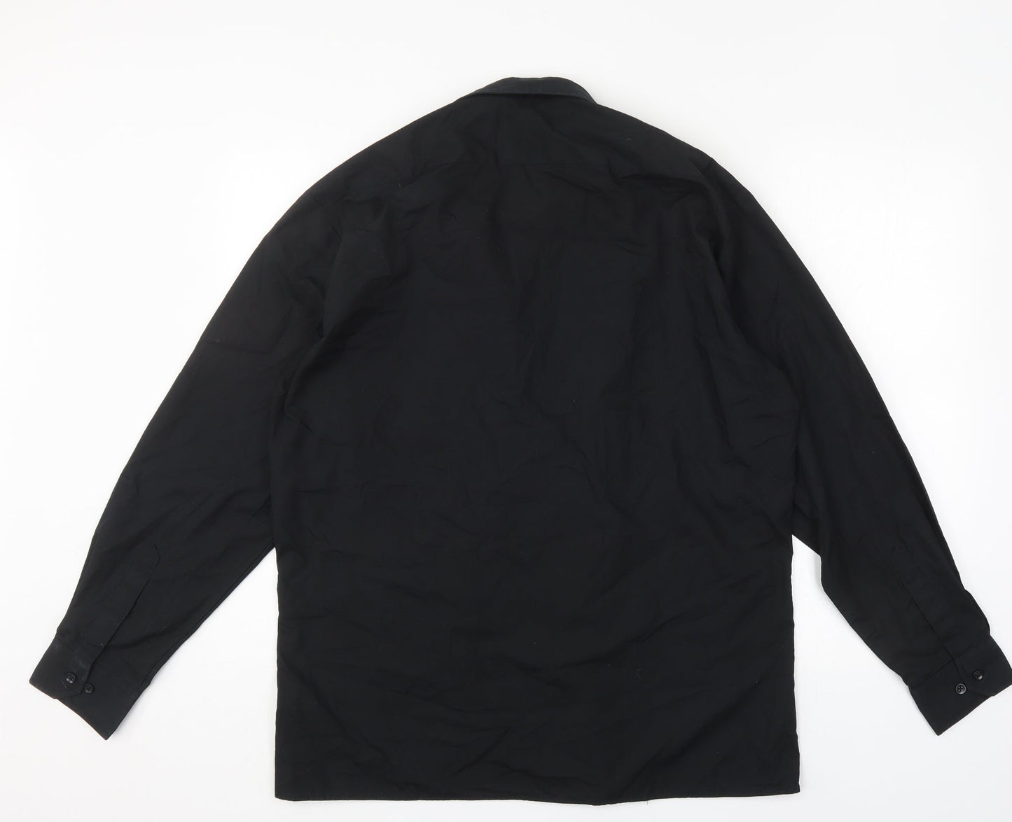 Premier Mens Black  Polyester  Button-Up Size 16 Collared Button