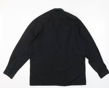Premier Mens Black  Polyester  Button-Up Size 16 Collared Button