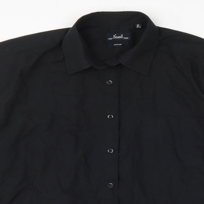 Premier Mens Black  Polyester  Button-Up Size 16 Collared Button