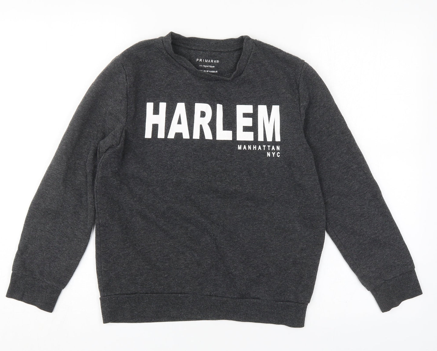 Primark Boys Grey  Cotton Pullover Sweatshirt Size 11-12 Years  Pullover - Harlem