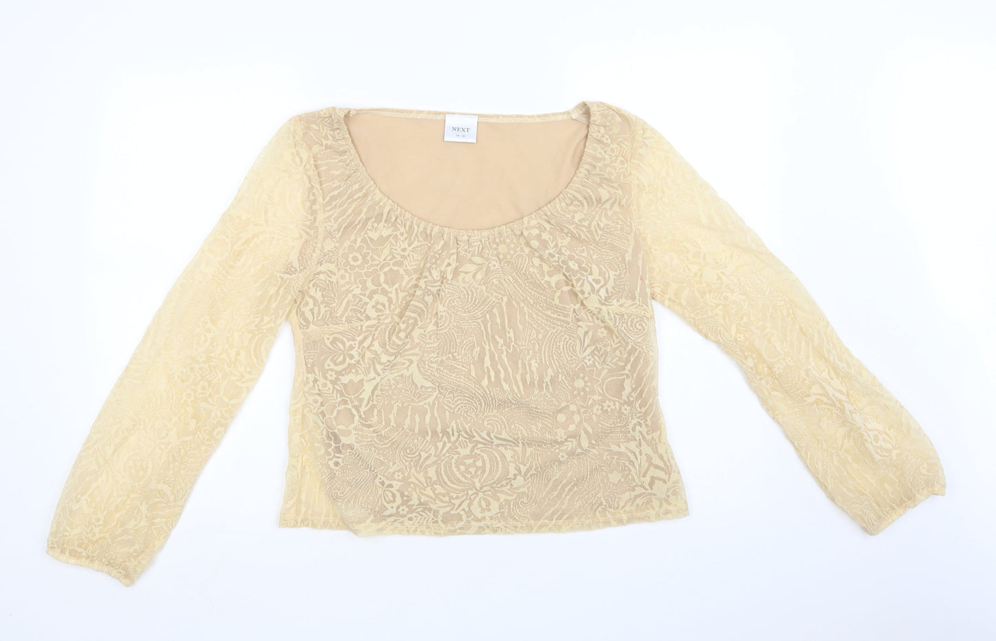 NEXT Womens Beige Paisley Polyester Basic Blouse Size 16 Round Neck