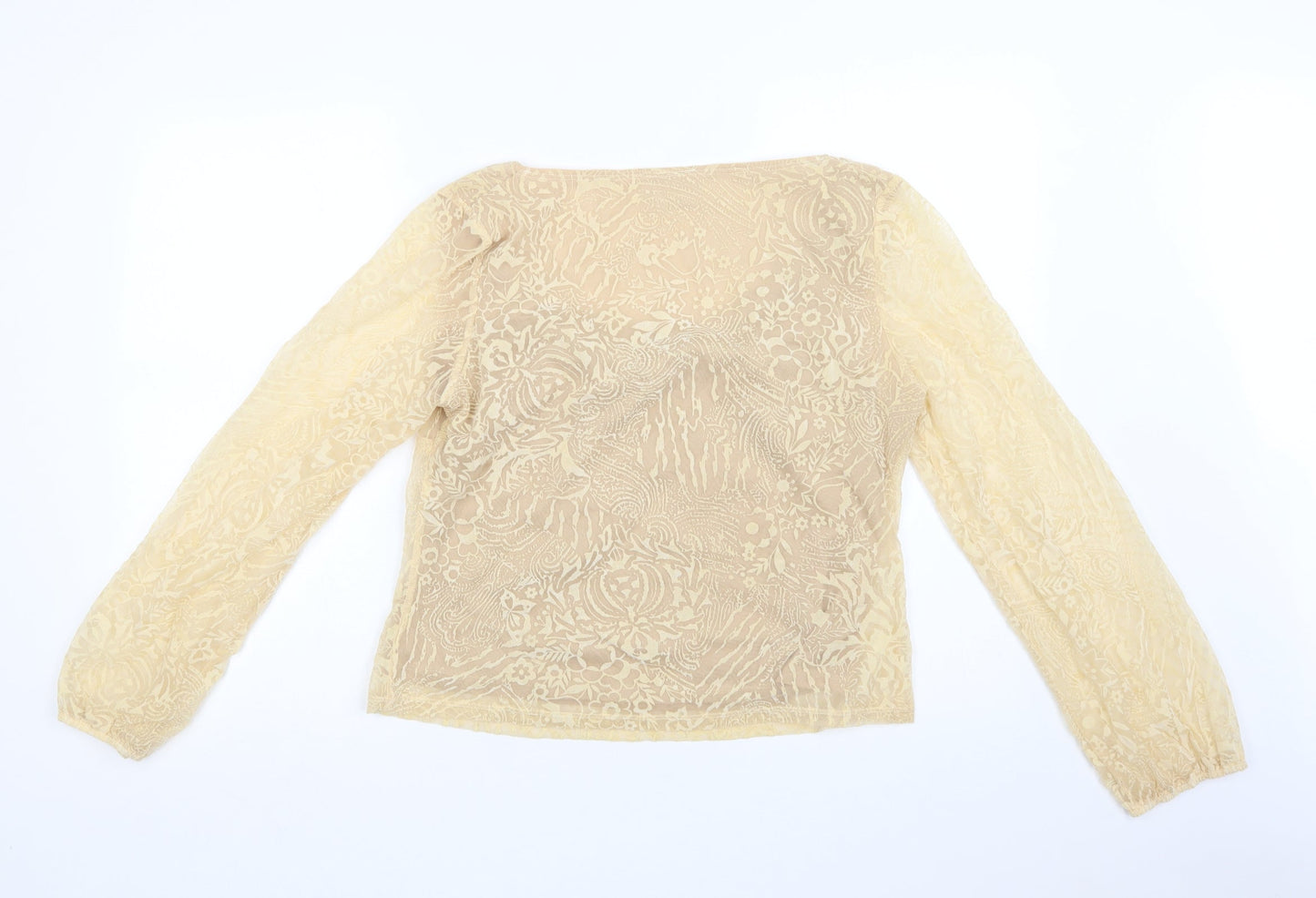 NEXT Womens Beige Paisley Polyester Basic Blouse Size 16 Round Neck