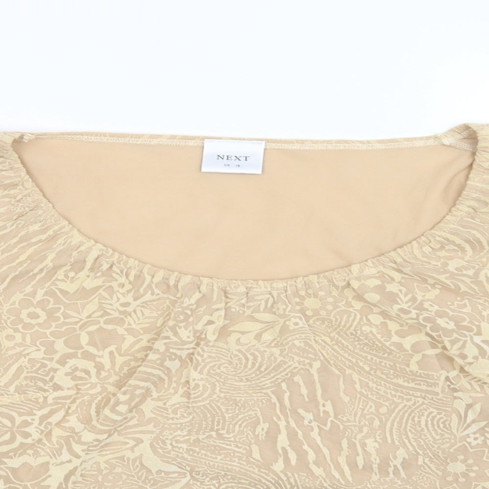 NEXT Womens Beige Paisley Polyester Basic Blouse Size 16 Round Neck