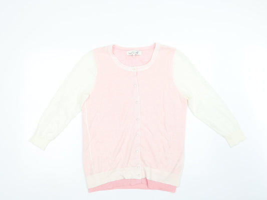 Damsel in a Dress Womens Pink Crew Neck  Acrylic Cardigan Jumper Size M