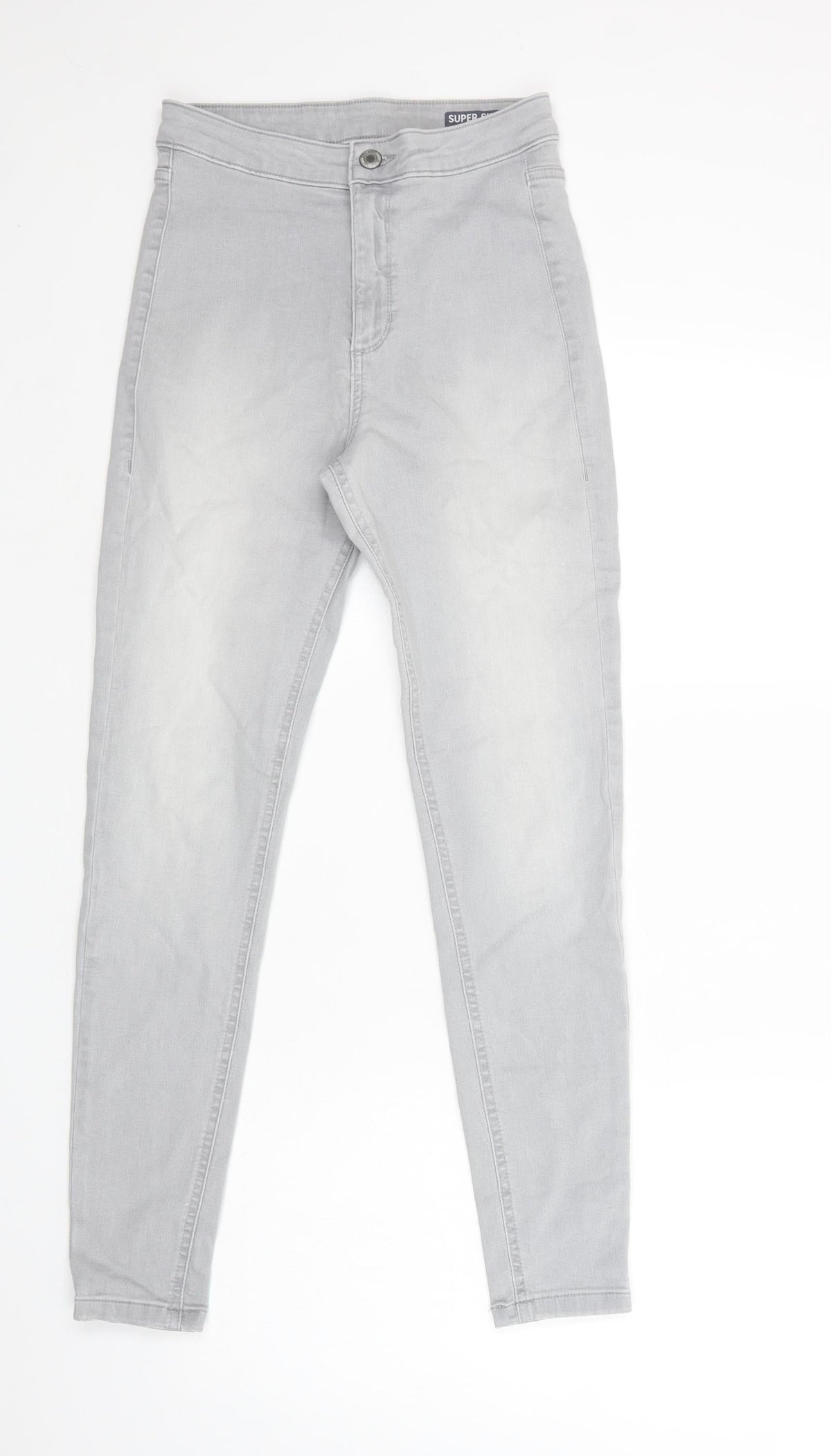Marks & Spencer Womens Grey  Cotton Skinny Jeans Size 8 L29 in Regular Button