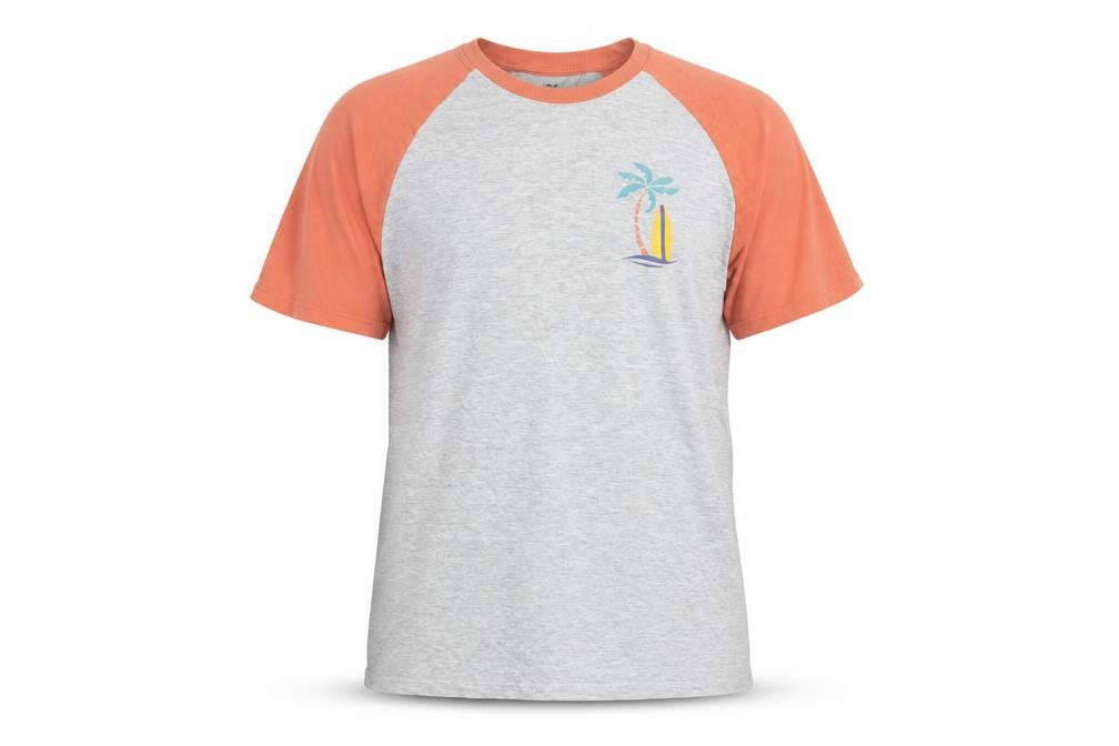 Marks & Spencer Boys Grey Colourblock Cotton Basic Polo Size 13-14 Years Crew Neck  - Palm Tree