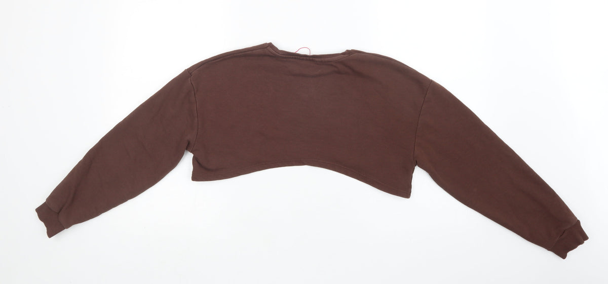 Candy Couture Girls Brown  Cotton Pullover Sweatshirt Size 15 Years   - Cropped