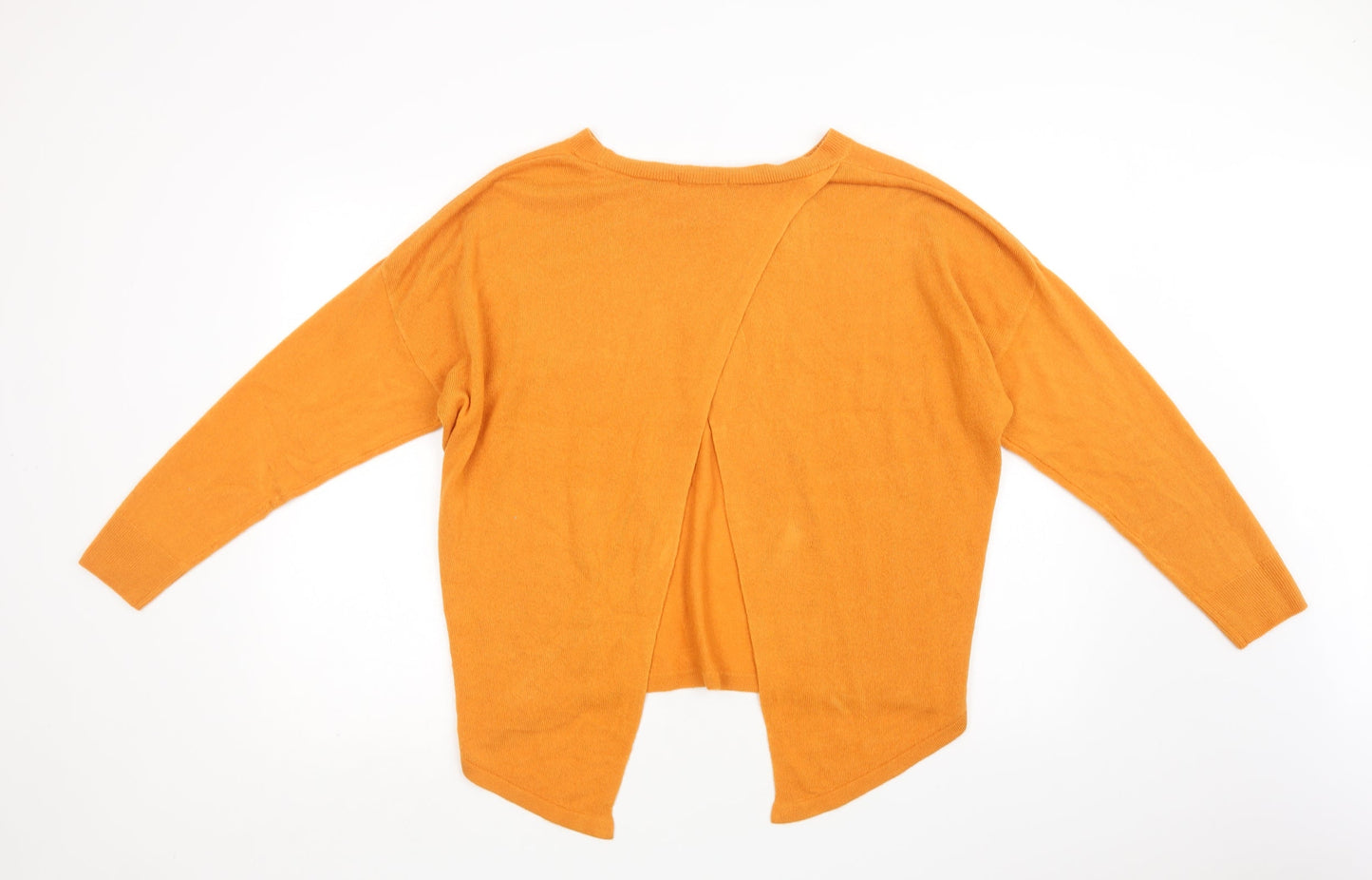 TU Womens Orange Crew Neck  Acrylic Pullover Jumper Size 12