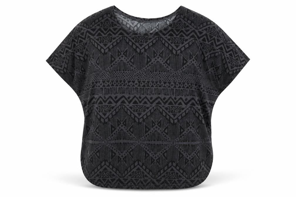 Apricot Womens Grey Geometric Polyester Basic T-Shirt Size 12 Round Neck