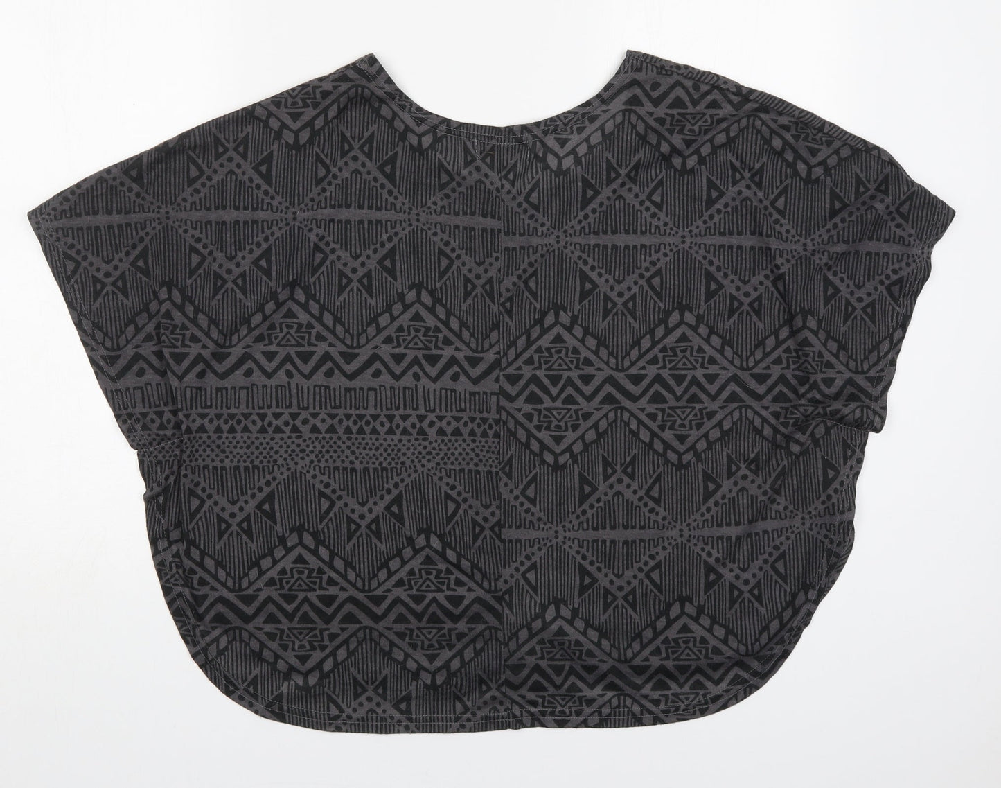 Apricot Womens Grey Geometric Polyester Basic T-Shirt Size 12 Round Neck