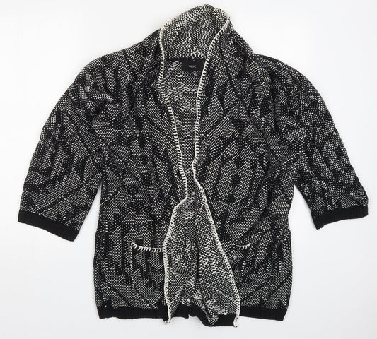 NEXT Womens Black V-Neck Geometric Cotton Cardigan Jumper Size M