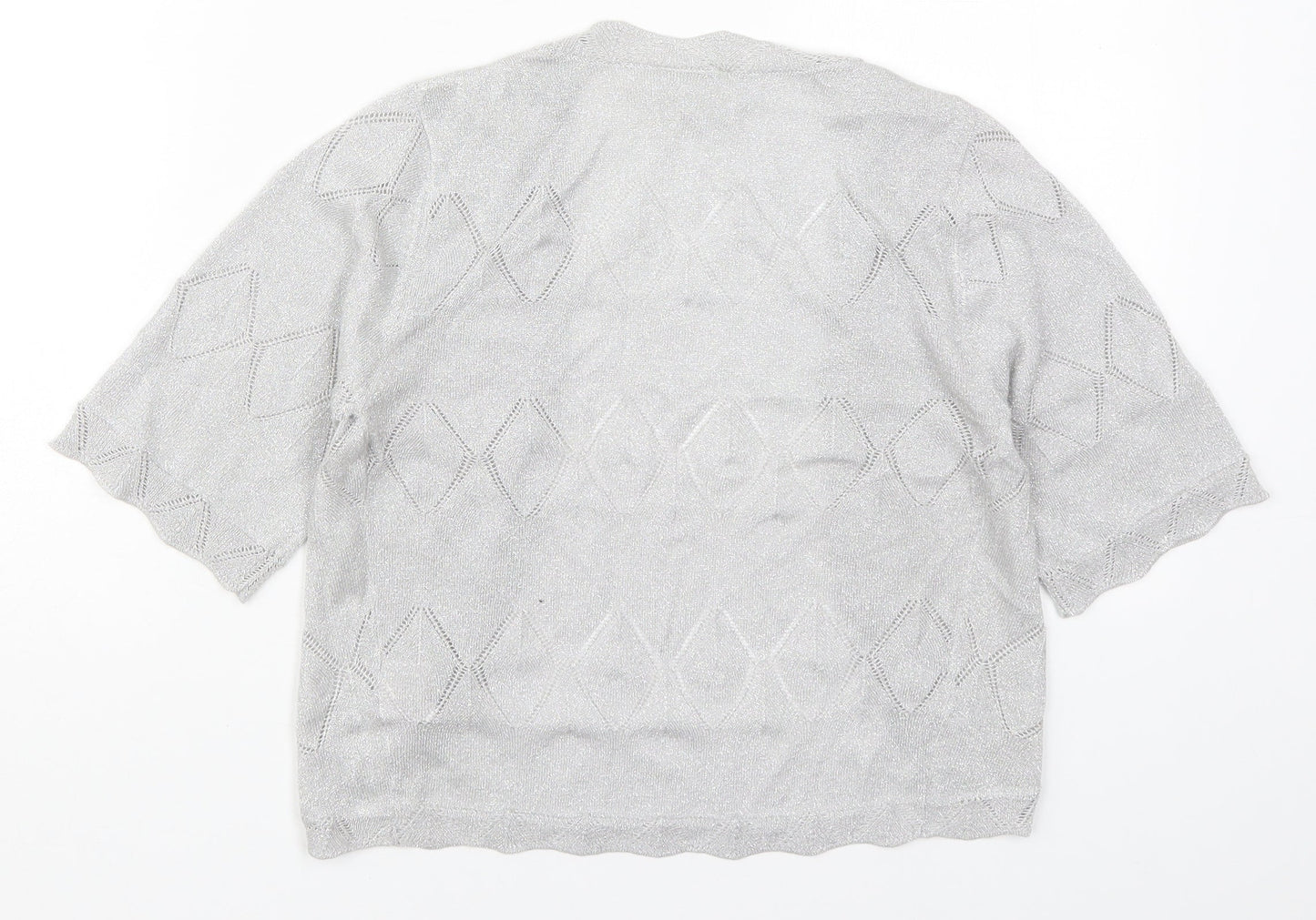 NEXT Womens Silver V-Neck  Viscose Cardigan Jumper Size 8