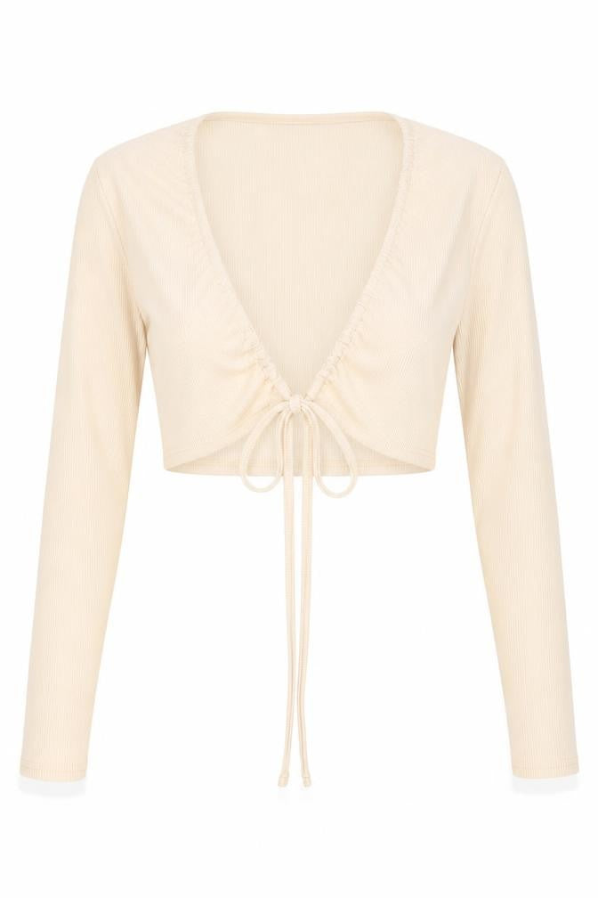 SheIn Womens Beige Round Neck  Polyester Cardigan Jumper Size S
