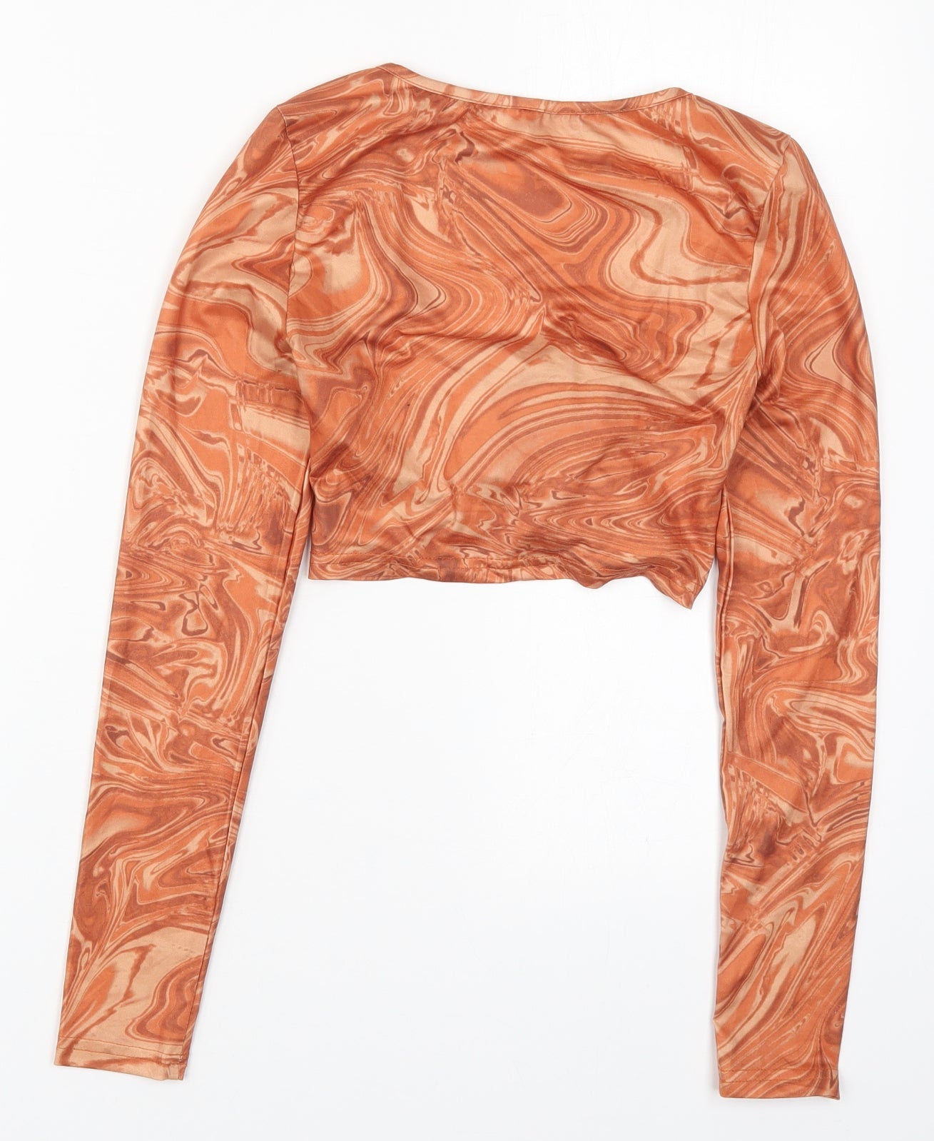 SheIn Womens Orange  Polyester Cropped T-Shirt Size S Off the Shoulder - Abstract