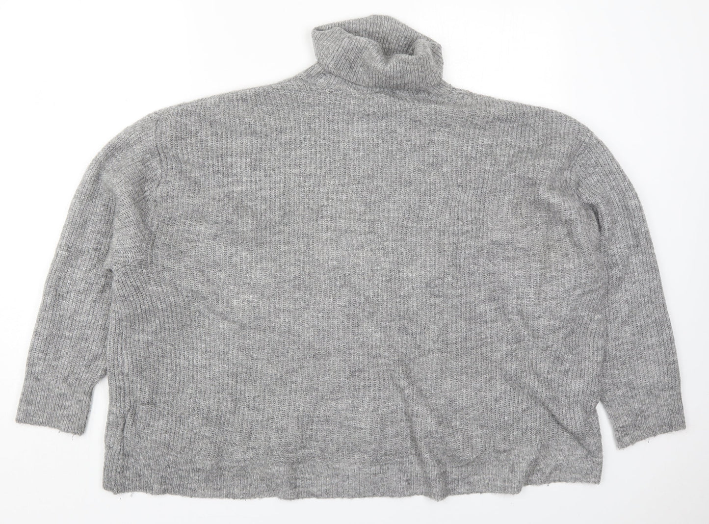 H&M Womens Grey Roll Neck  Acrylic Pullover Jumper Size L