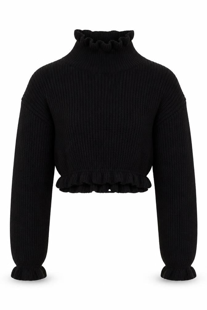 Preworn Womens Black High Neck  Acrylic Pullover Jumper Size S