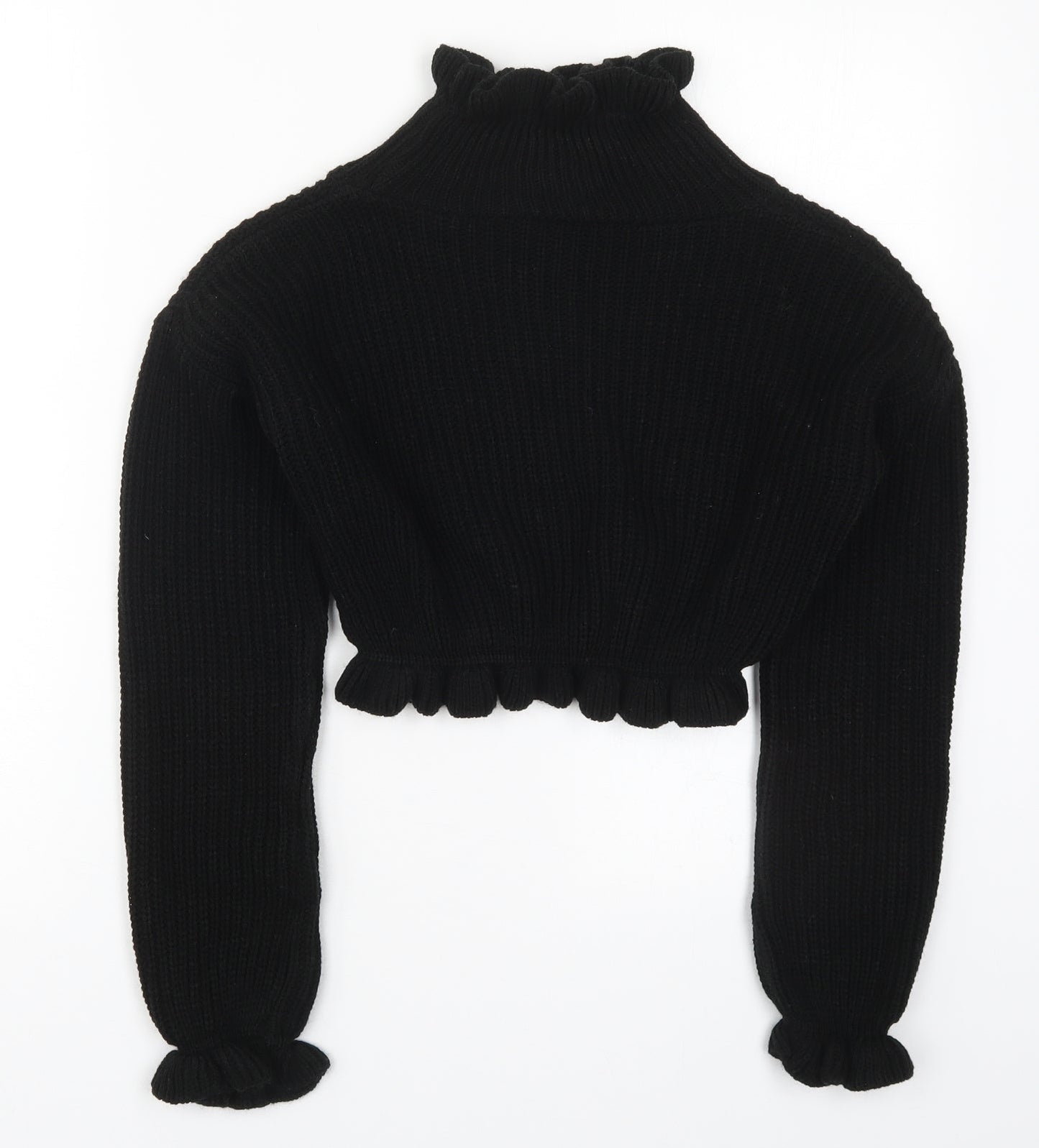 Preworn Womens Black High Neck  Acrylic Pullover Jumper Size S