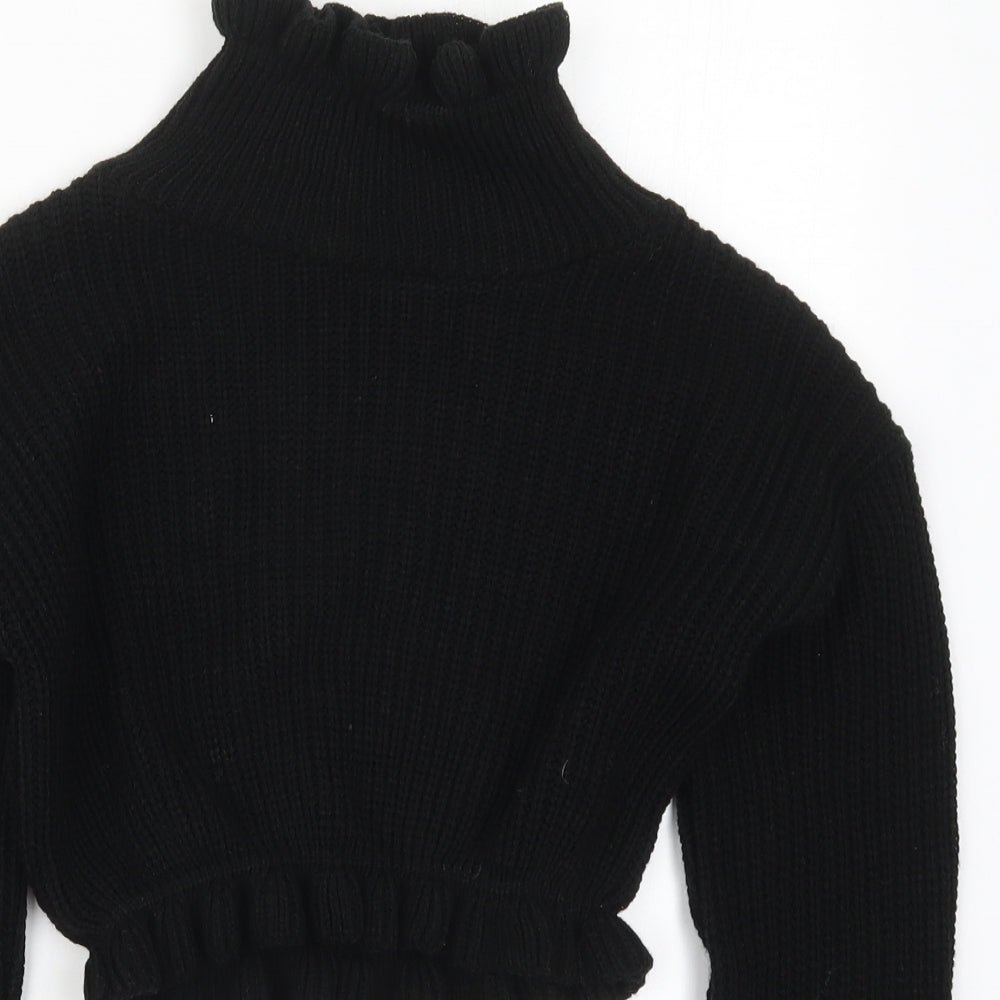 Preworn Womens Black High Neck  Acrylic Pullover Jumper Size S