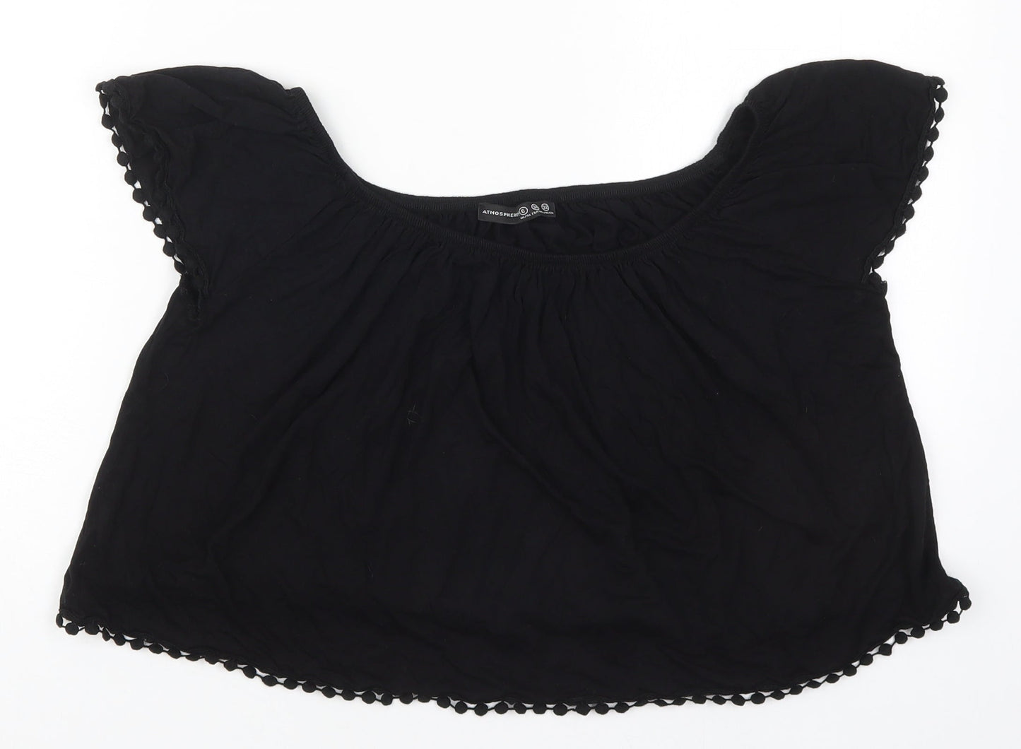 Atmosphere Womens Black  Viscose Basic T-Shirt Size 6 Round Neck