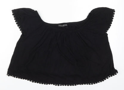 Atmosphere Womens Black  Viscose Basic T-Shirt Size 6 Round Neck