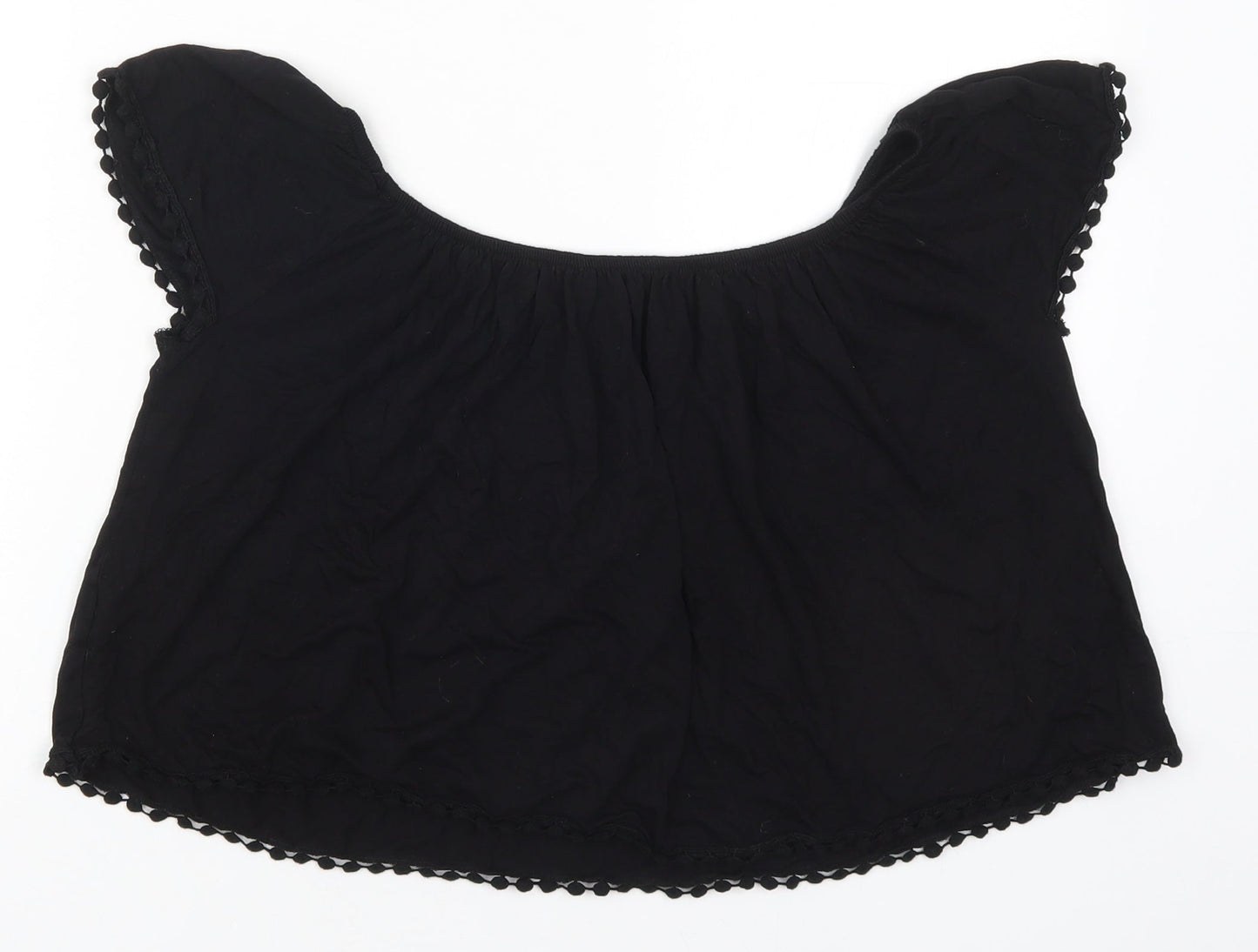 Atmosphere Womens Black  Viscose Basic T-Shirt Size 6 Round Neck