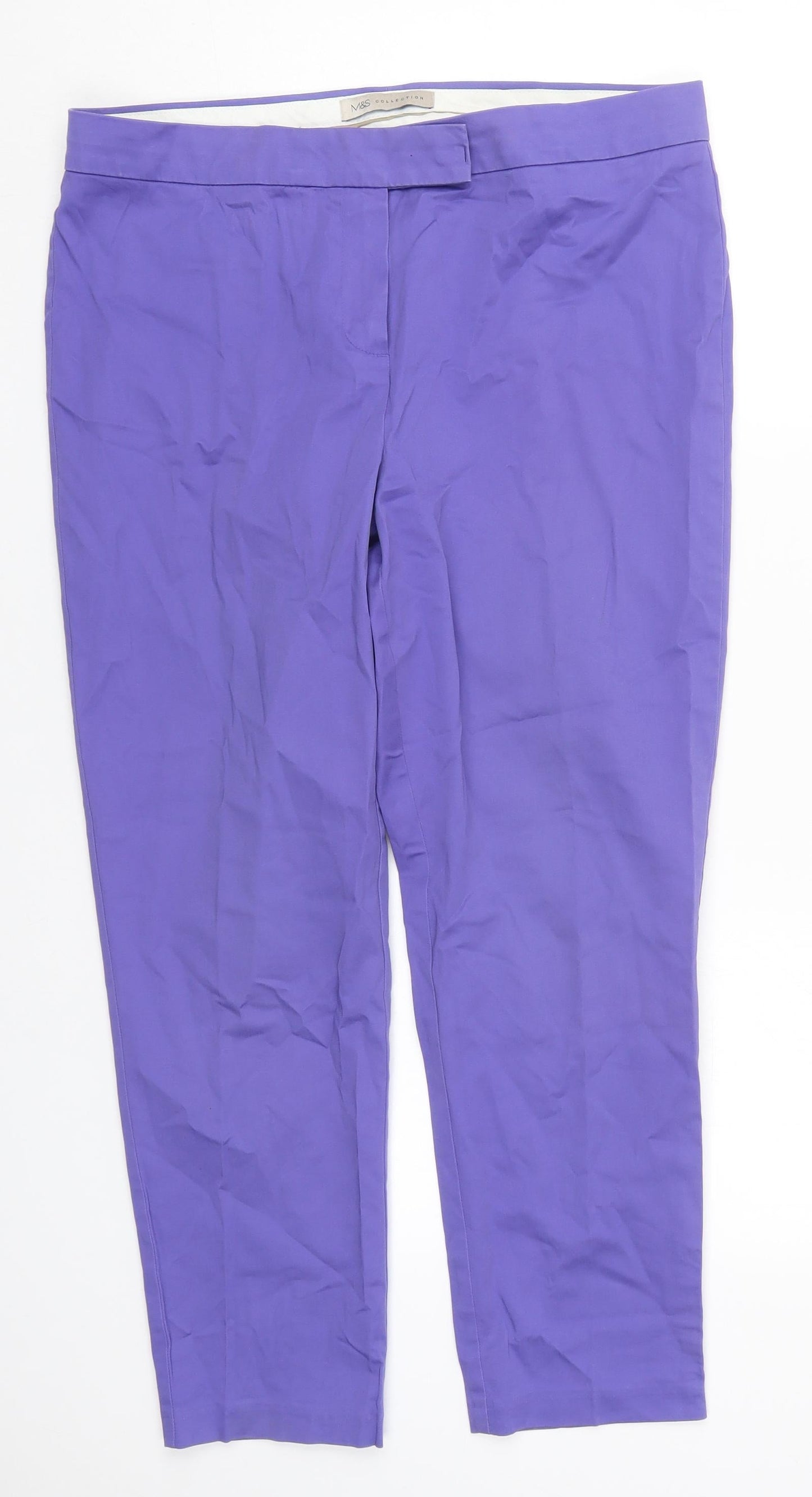 Marks and Spencer Womens Purple  Polyester Trousers  Size 34 in L25 in Regular Hook & Eye