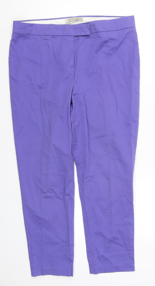 Marks and Spencer Womens Purple  Polyester Trousers  Size 34 in L25 in Regular Hook & Eye